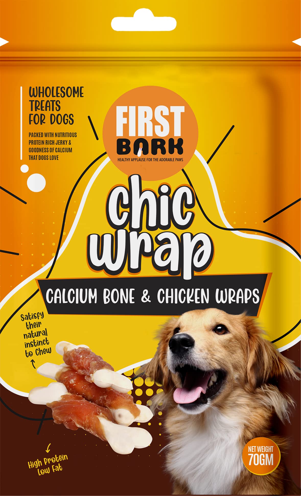 Chic Wrap Calcium Bone & Chicken Wrap Wholesome Treats for Dogs Satisfy Their Natural Instinct to Chew 100% Human Grade Protein Jerky70g (Pack of 3) Sold by DogsNCats