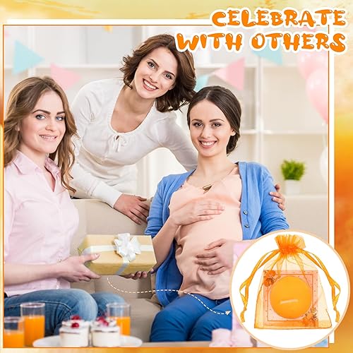 Miniatura 4 de MTLEE 50 juegos de recuerdos de fiesta Little Cutie Baby Shower – Incluye 50 velas de té, 50 etiquetas de agradecimiento y 50 bolsas de regalo de