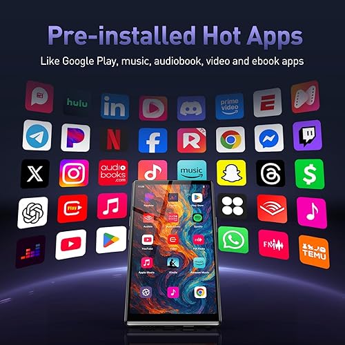 Miniatura 3 de AGPTEK Reproductor de MP3 de 5 '' 128GB con Bluetooth y WiFi, pantalla táctil T09 Andriod 13 Reproductor de música con Spotify, Audible, YouTube,