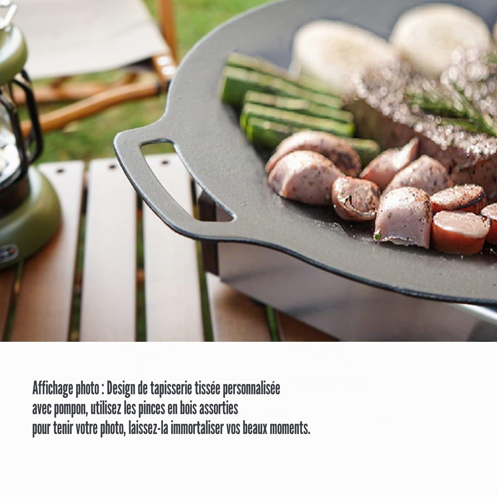 TOPINCN Poêle à Griller pour Barbecue, Poêle à Griller Coréenne pour Barbecue, Plateau de Cuisson Rond Antiadhésif pour Barbecue en Fonte pour Crêpes de Ventre de Porc en Plein Air(41CM)