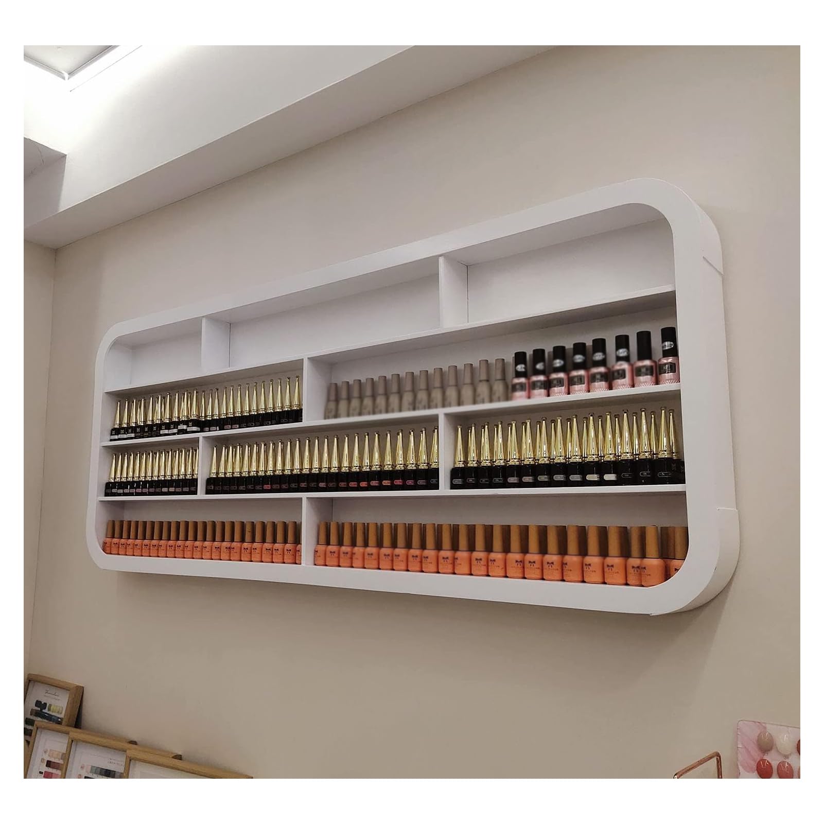 Estante de Pared Ele para exhibición de esmaltes de uñas, Organizador de perfumes Moderno de Cuatro Niveles, para Colgar frascos de Perfume, Ideal para Decorar con aceites Esenciales en estu