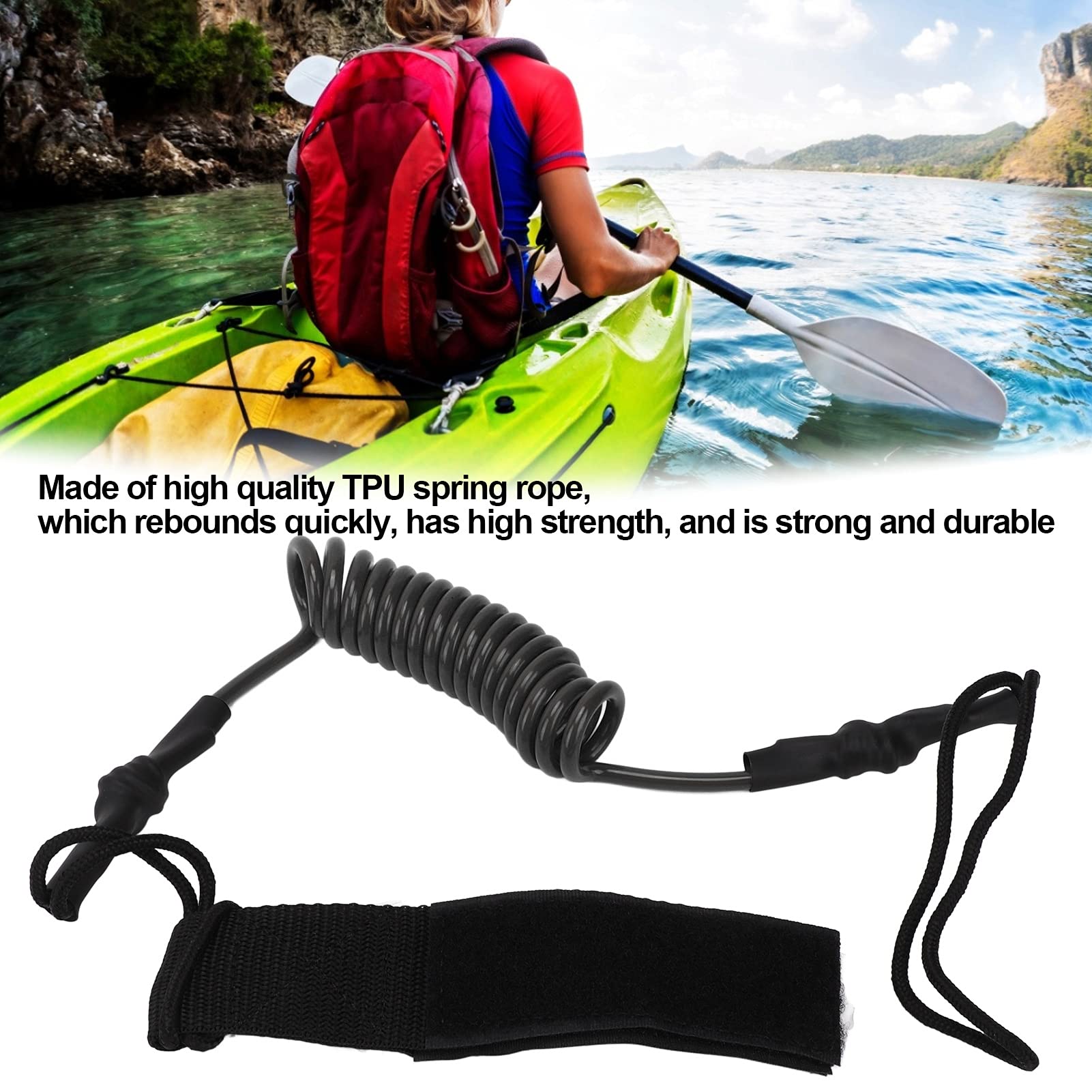 Yuecoom Surfboard Leash, Safety Hand Rop, Kayak Oar Safety Rope, Strength Adjustable Paddle Board Accessories for Anti Lost (Black)