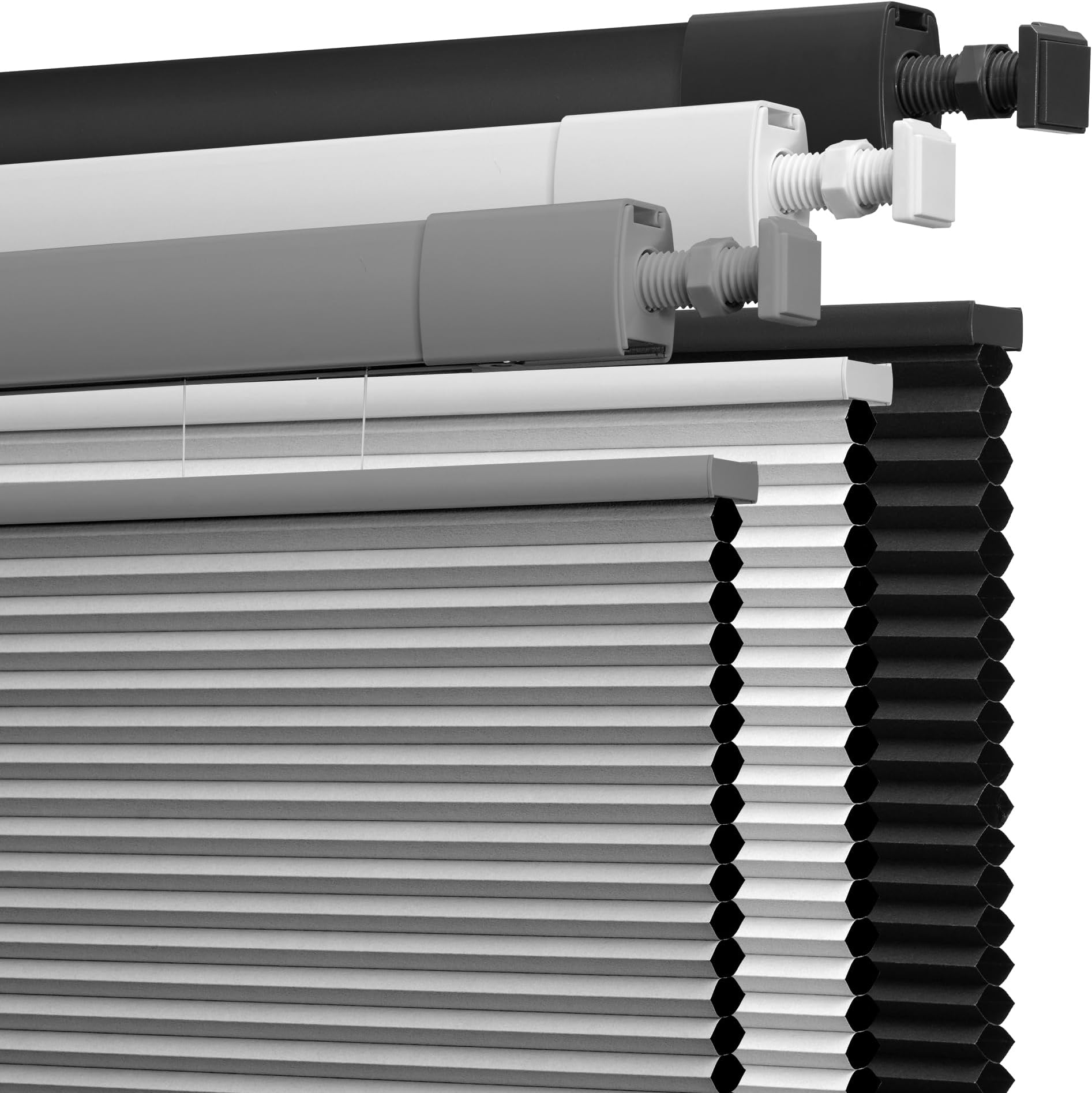 Boolegon No Drill No Tools Cellular Shades Top Down Bottom Up Honeycomb Blinds Blackout Cordless Window Blinds Easy to Install Cellular Shade for Windows,Blackout-Light Gray,21" W x 48" H