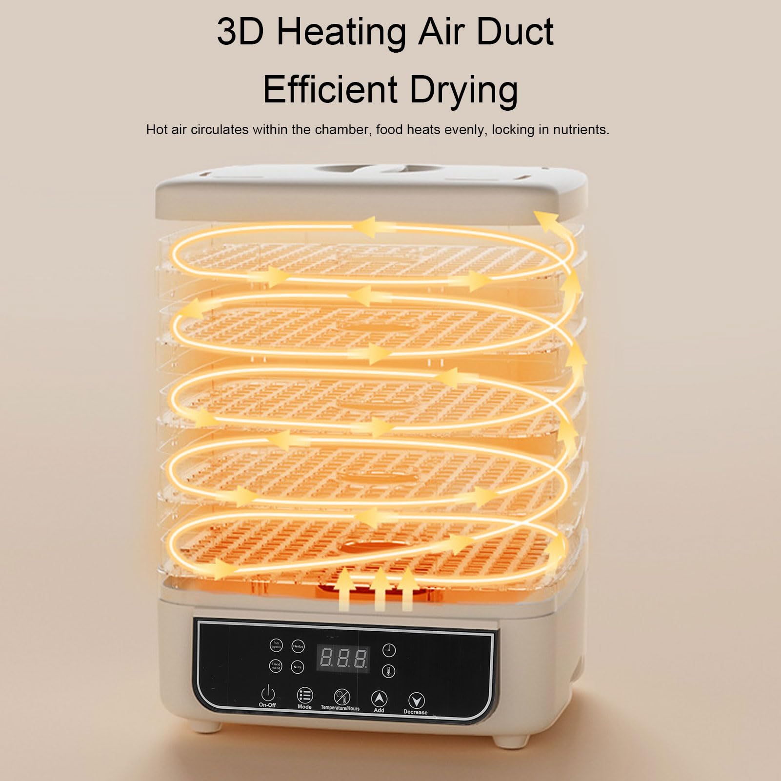 HEEPDD Disidratatore per Alimenti da 160 W, Essiccatore per Alimenti Elettrico con Temperatura e Timer Regolabili per Snack, Frutta, Verdura e Amanti della Carne Secca in Ambienti (Spina europea 220