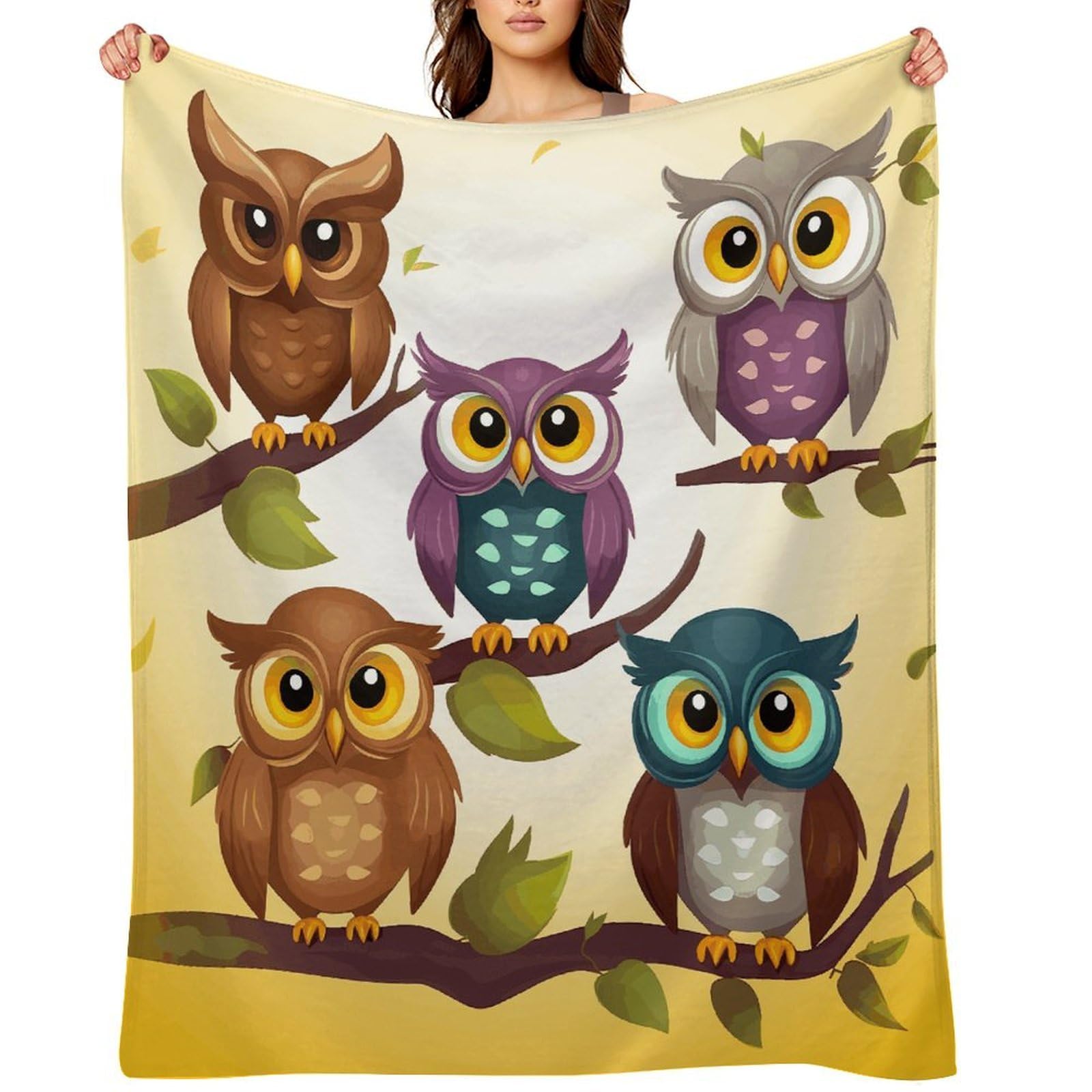 Owls Birds Blankets Large Luxury Flannel Throw Blanket Fashion Thick Blanket for Sofa&Bed Blankets Cozy Ultra-Soft Bath Towel for Men&Women 40"x50"