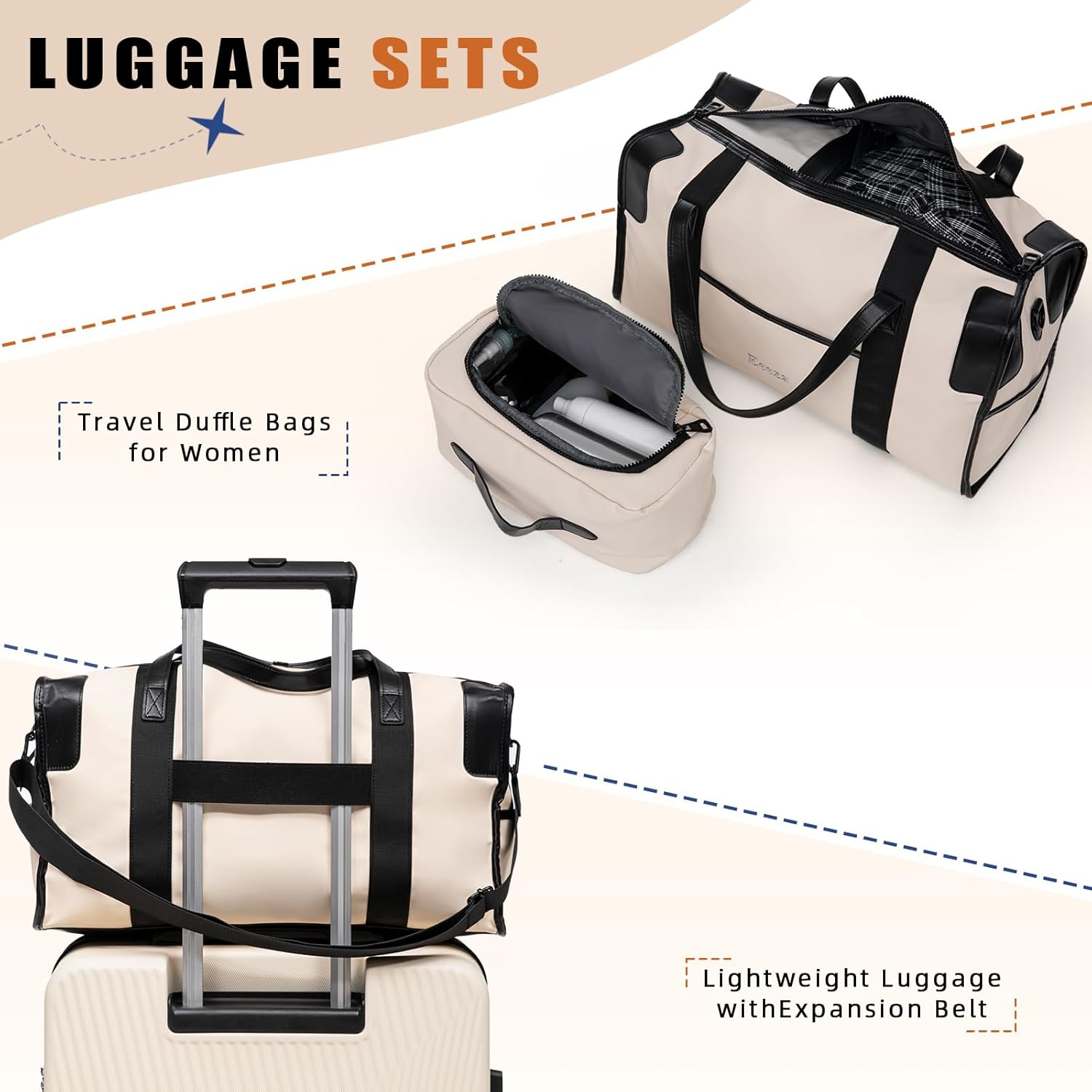 Expandable Luggage Sets 5 Piece,Suitcases with Wheels,ABS Hard Case Luggage with TSA Lock Spinner Wheels,Carry On Luggage Set (5 Piece Sets (20"/24"/28"/DB/TB))