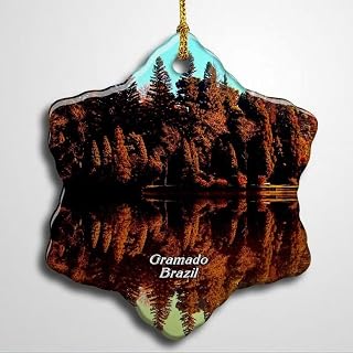 Brazil Black Lake Gramado Christmas Ceramic Ornament Xmas Tree Decor Souvenirs Double Sided Snowflake Porcelain Home Gifts