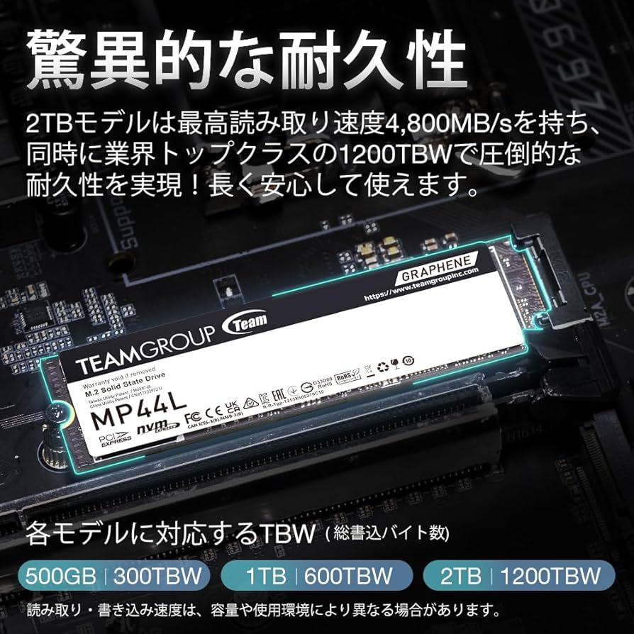 内蔵型SSD Team MP44 PCIe Gen4x4 SSD 2TB MP44 M.2 PCIe 4.0 SSD 2TB | TEAMGROUP