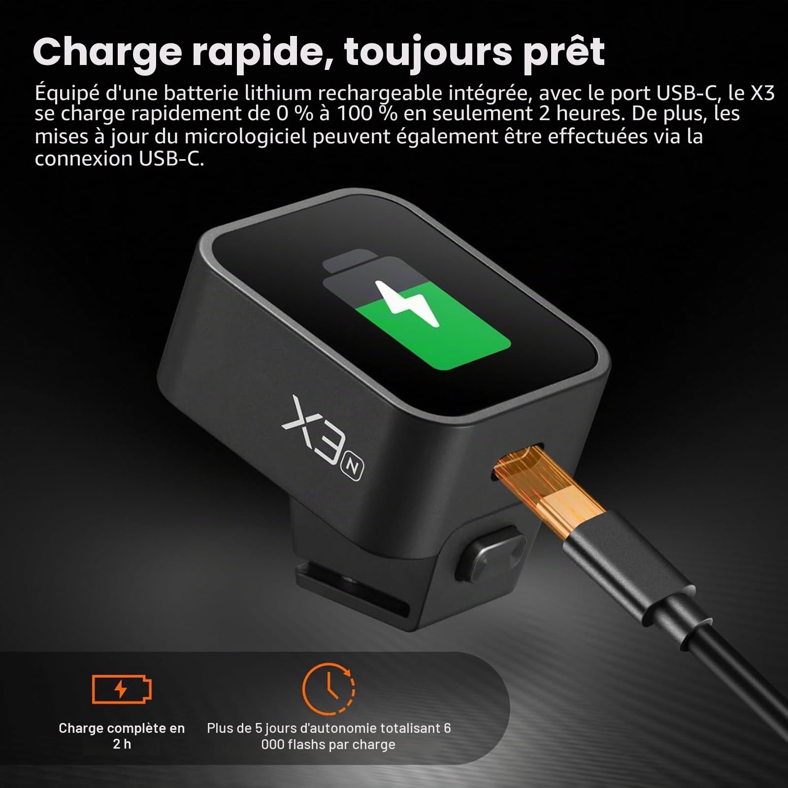 Godox X3C X3-C 2.4G OLED-Écran Tactile Déclencheur Flash TTL Déclencheur Flash sans Fil avec Conversion TCM Batterie Li-ION 3.7V 850 Mah intégrée avec Sac de Rangement pour Canon Caméra(X3C)