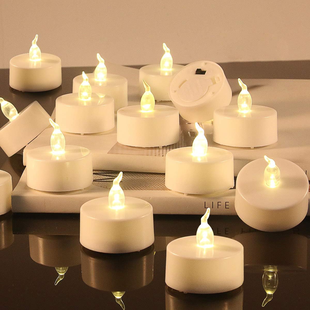 Flameless LED Tealight Candles, 20 Pcs Battery Operated Flickering Tea Lights Fake Candles Unscented Realistic Warm Electric Votive Candles for Wedding Holiday Party Home Christmas Decor