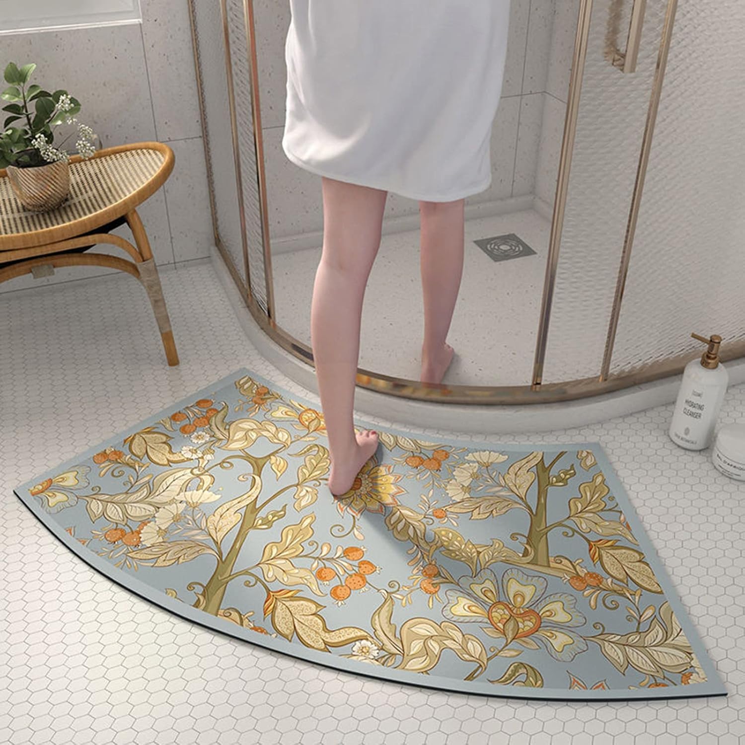 Curved Bathroom Rugs Bath Mat for Round Shower, Super