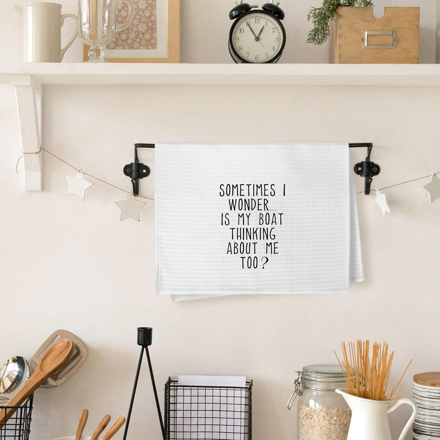Funny Gifts for Boat Owner, Lake Kitchen Towels, Funny Lake House Gift Bathroom Dish Hand Tea Towels for Kitchen Decor, LakeThemed Decor Decorative Kitchen Towels, 16x24inch image 3
