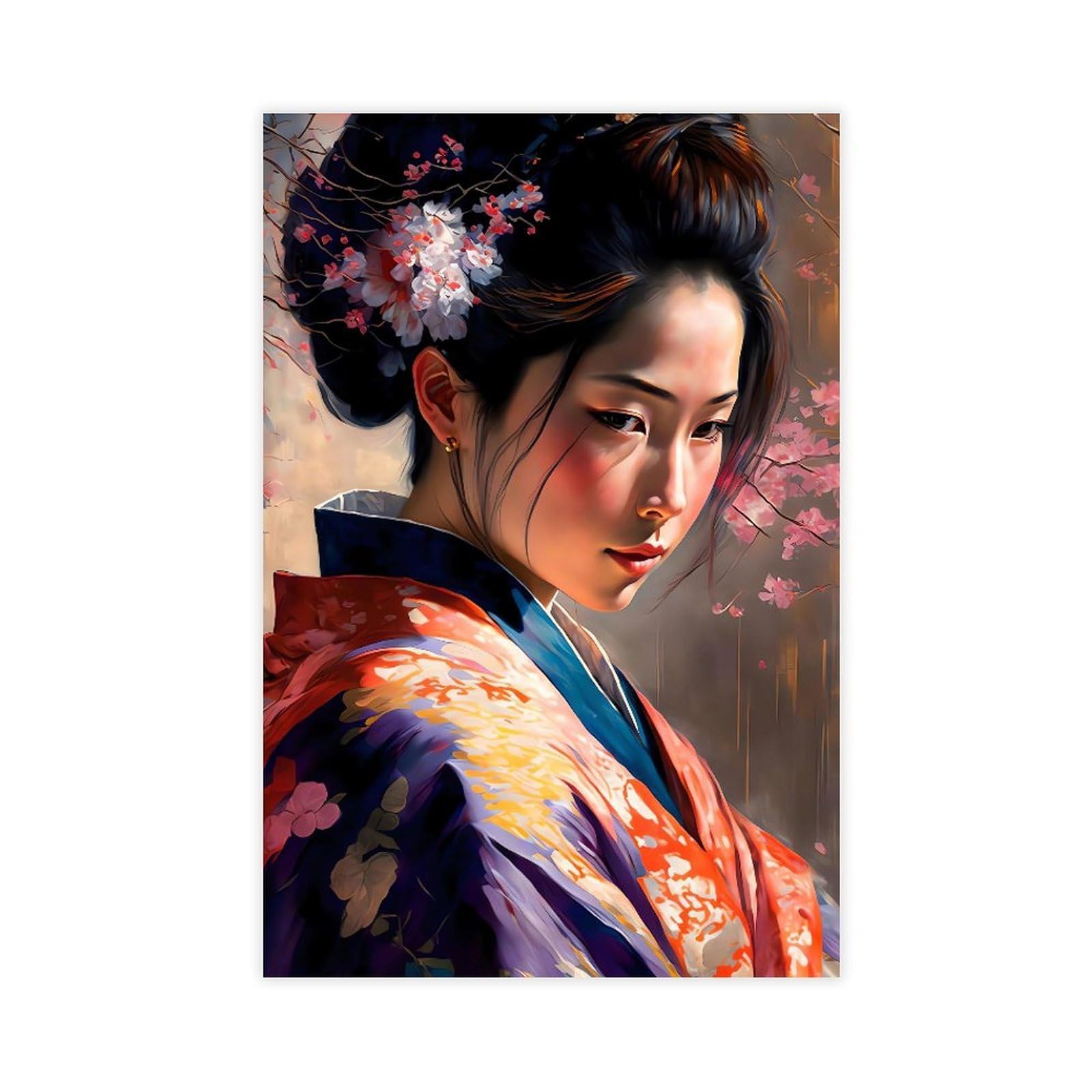 QNVJQKDSI Japanese Geisha Art (13) Canvas Poster Wall Art Decor Print Picture Paintings for Living Room Bedroom Decoration 24" L X 36" W