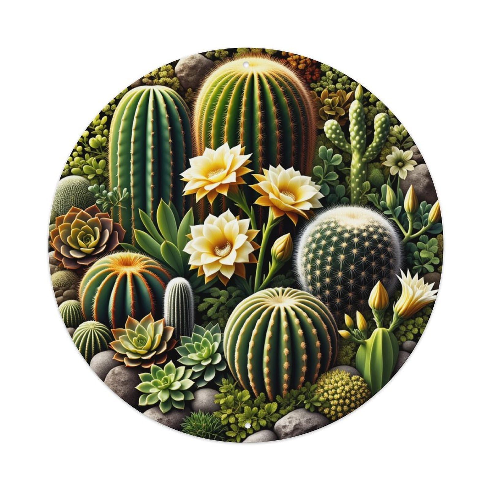 Jdfenggu Vintage Cactus Garden Floral Pattern Print Retro Metal Tin Sign, Metal Poster For Bar, Home, Man Cave, Kitchen, Laundry Room Art Decor 8X8 Inch