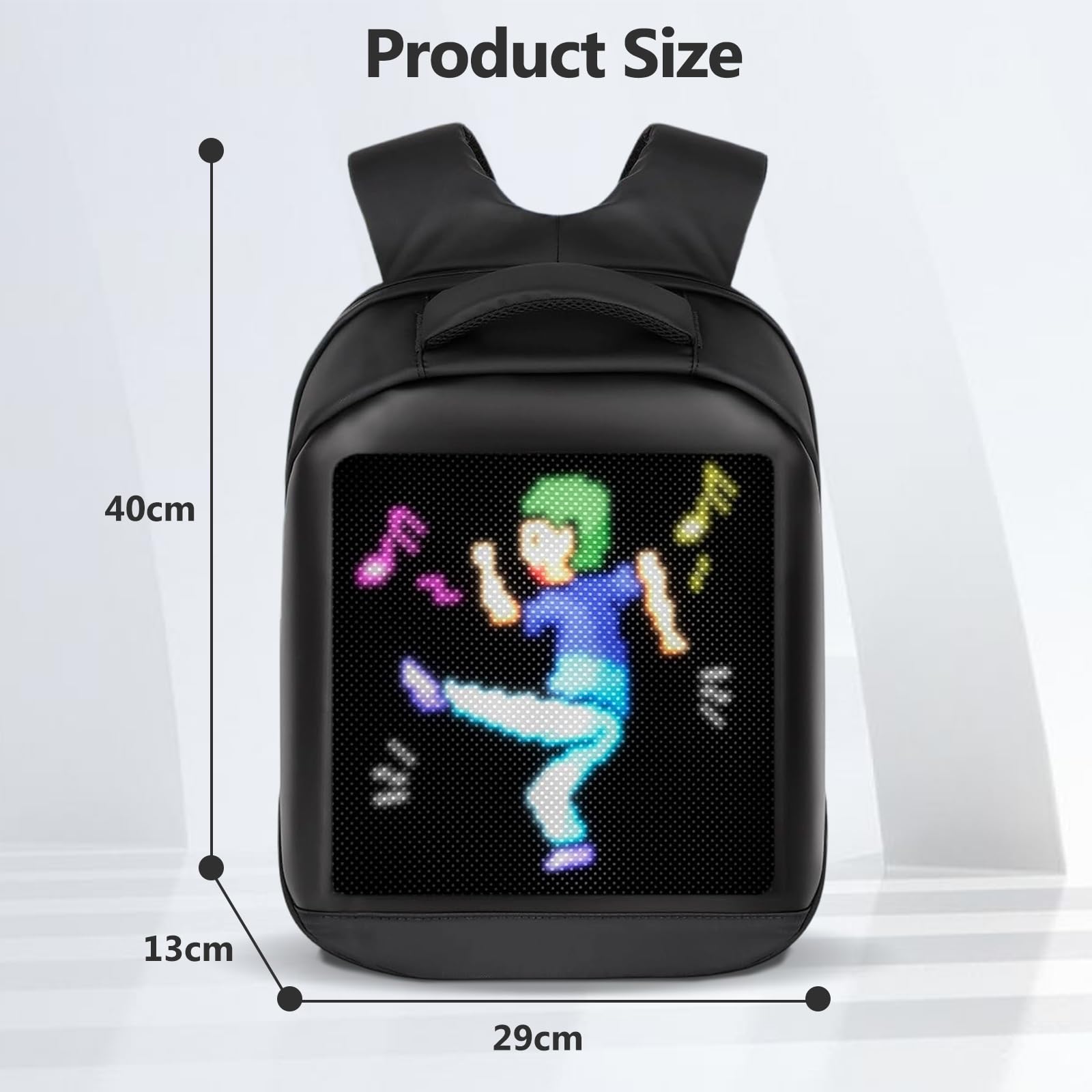 LED Mochila con Control Mediante Aplicación, Mochila Portatil avc Cubierta Impermeable, Pantalla Digital Programable, Alimentada por USB, Ligera y Duradera Mochila Trabajo para Hombres y Mujeres