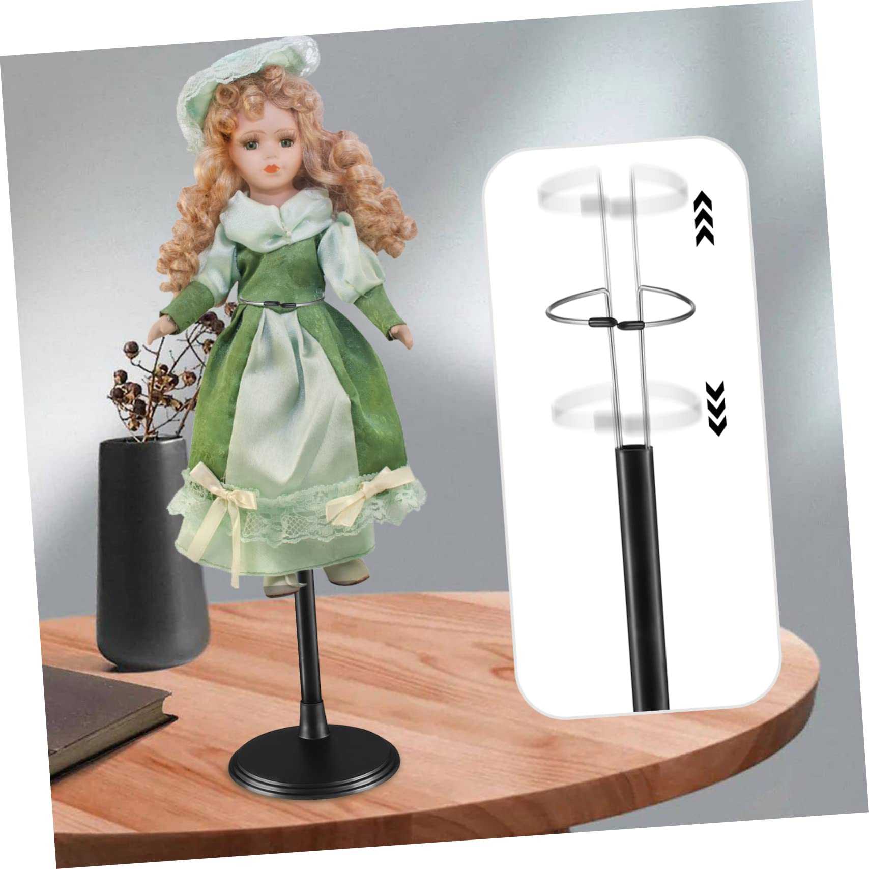 Toyvian Regulowany Stojak na Lalki 2 szt Czarny 45 cm Plastik Stal Nierdzewna