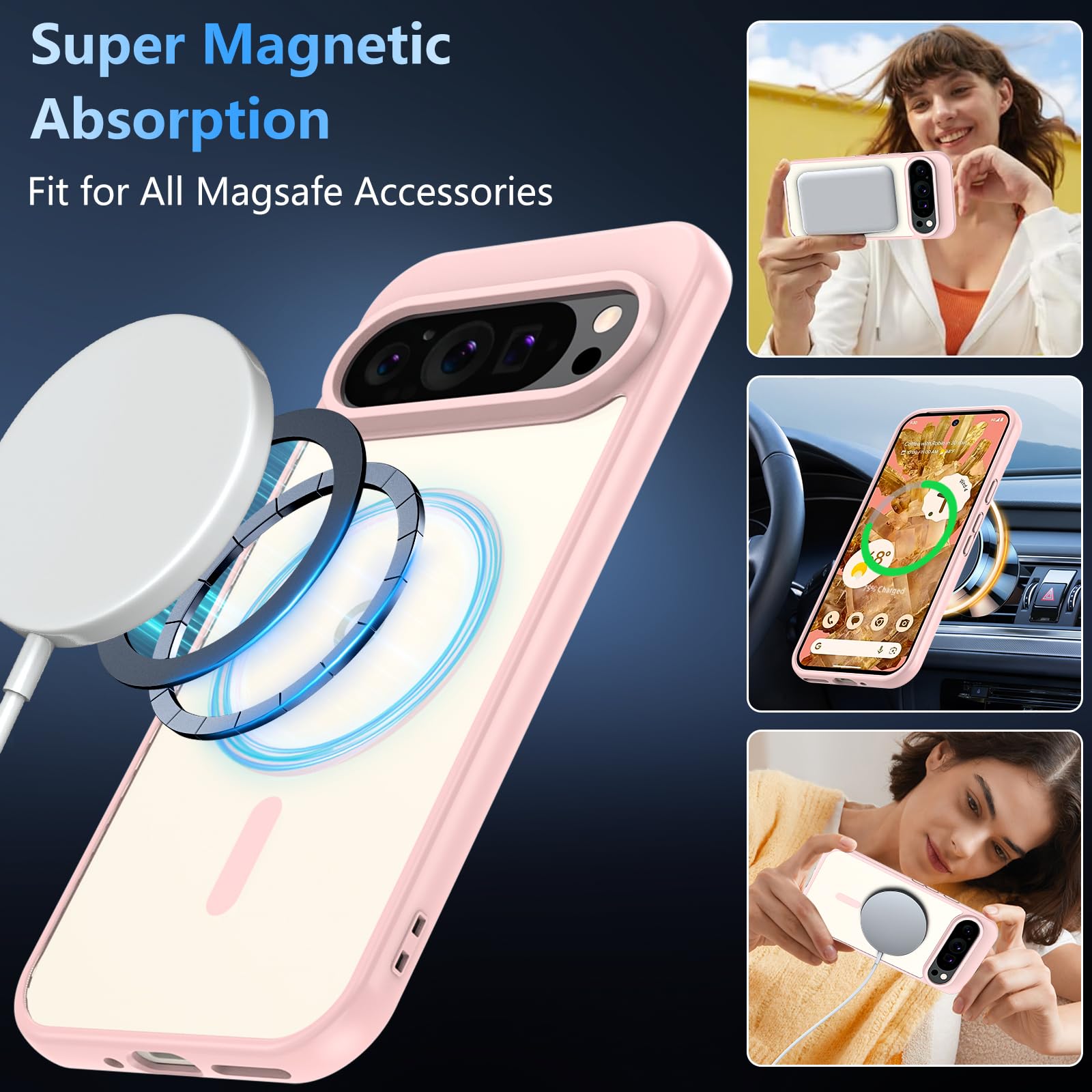 Hensinple Magnetic Case for Google Pixel 9 & 9 Pro with Tempered Glass Screen Protector - Image 4
