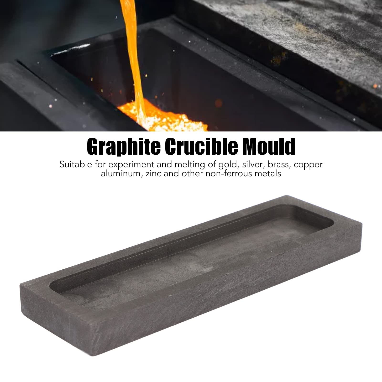 Molde para Lingotes de Grafito Dorado y Plateado, Molde para Lingotes de Grafito Rectangular con Alta Estabilidad TéRmica, para FundicióN, FundicióN, RefinacióN, Reciclaje
