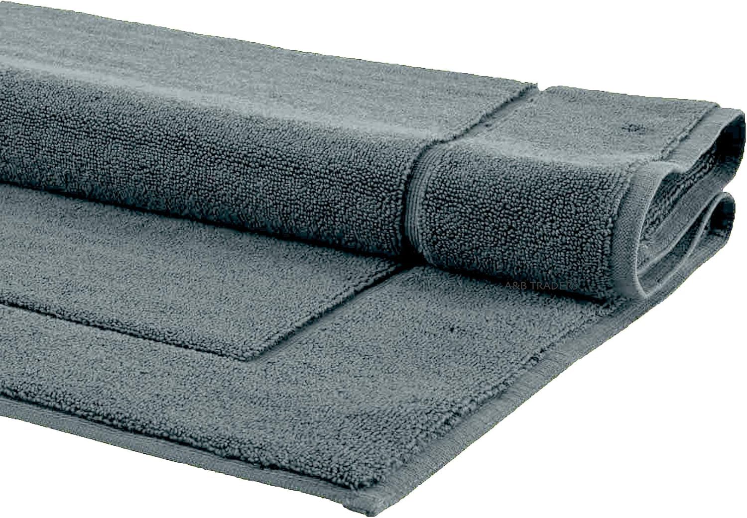 HOUSEGADS 100% Cotton Bath Mats Terry Towelling Soft Touch Hotel Quality Shower Bathroom Mat Bath Floor Towel - Highly Absorbent and Machine Washable - Foot Towel - Door mat (1, Grey)