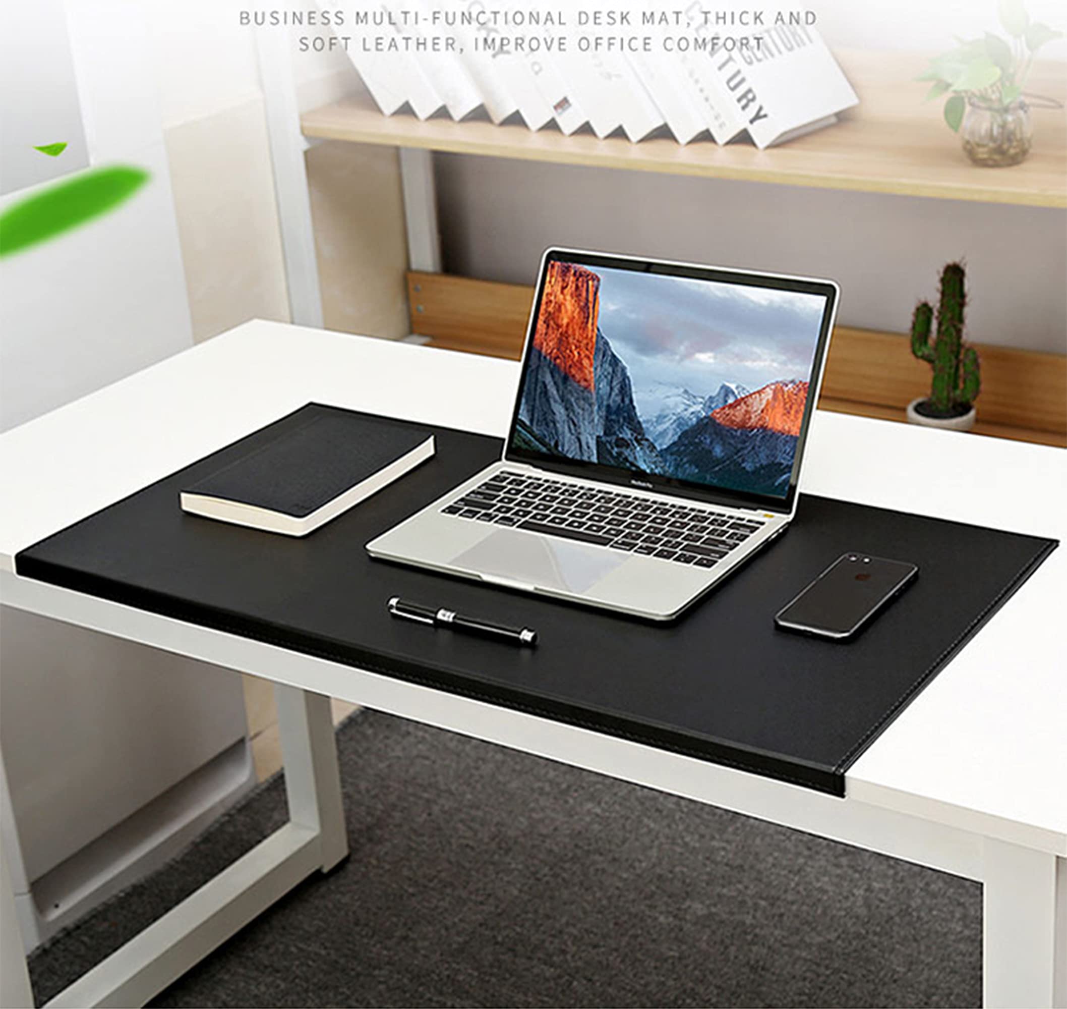 Sous-main de bureau avec protection des bords, étanche, anti-rayures, en cuir, organiseur à verrouillage, antidérapant, pour ordinateur portable, souris, 80 x 50 cm, marron