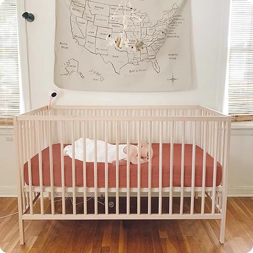 Miniatura 9 de Knirose Paquete de 2 sábanas de muselina de 52 x 28 pulgadas, para colchón de cuna para bebé, niñas y niños, 100% algodón, suaves, bohemias y