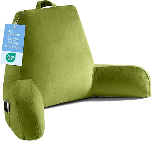 Miniatura 14 de Almohada de lectura para sentarse en la cama para adultos, almohada de lectura extra grande con espuma viscoelástica triturada, almohada de espalda