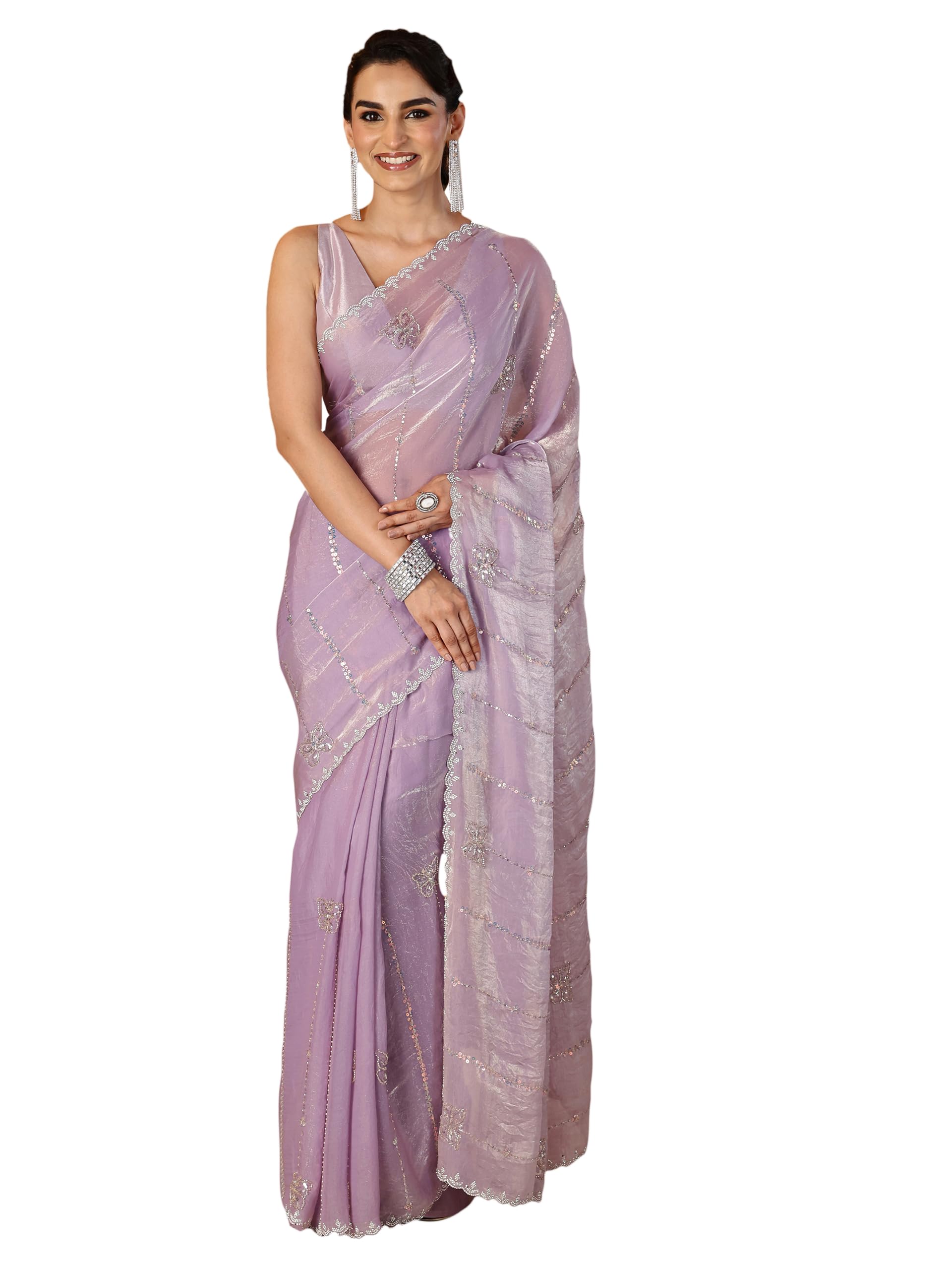 libas Embellished Silk blend Saree for Women With Unstitched Blouse Piece | Traditional Saree for Festive & Wedding-picture-19