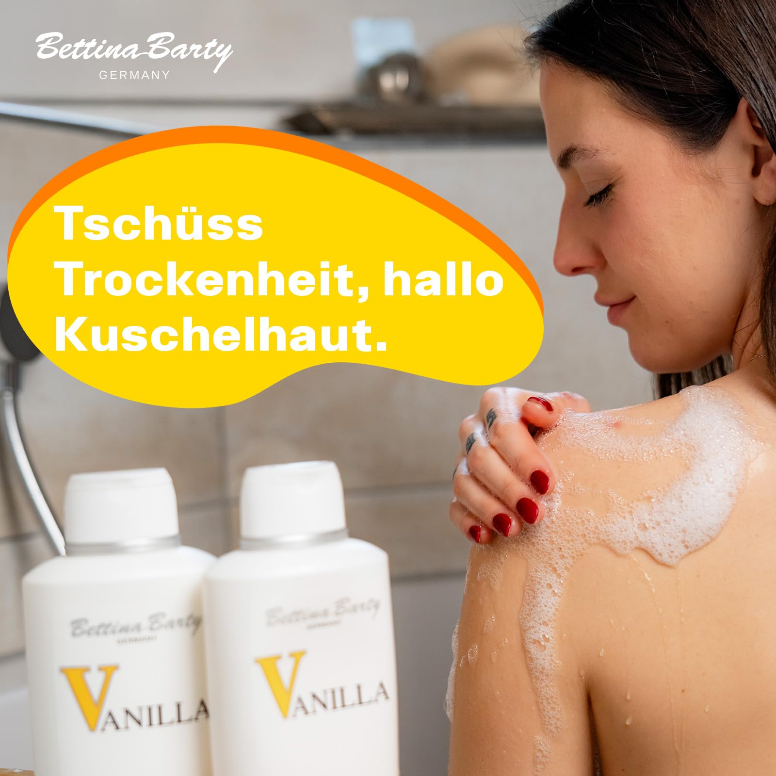 Bettina Barty Vanilla Bath & Shower Gel 12 x 500 ml – Duschgel mit Vanilleduft – Sanfte Reinigung & Feuchtigkeitsspendende Pflege für alle Hauttypen - Geschenk-Idee zu Ostern