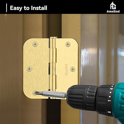 Vista 38 de Bisagras de puerta color negro mate, paquete de 108 bisagras negras para puerta de 3.5 pulgadas, bisagra de puerta interior redondeada con esquinas