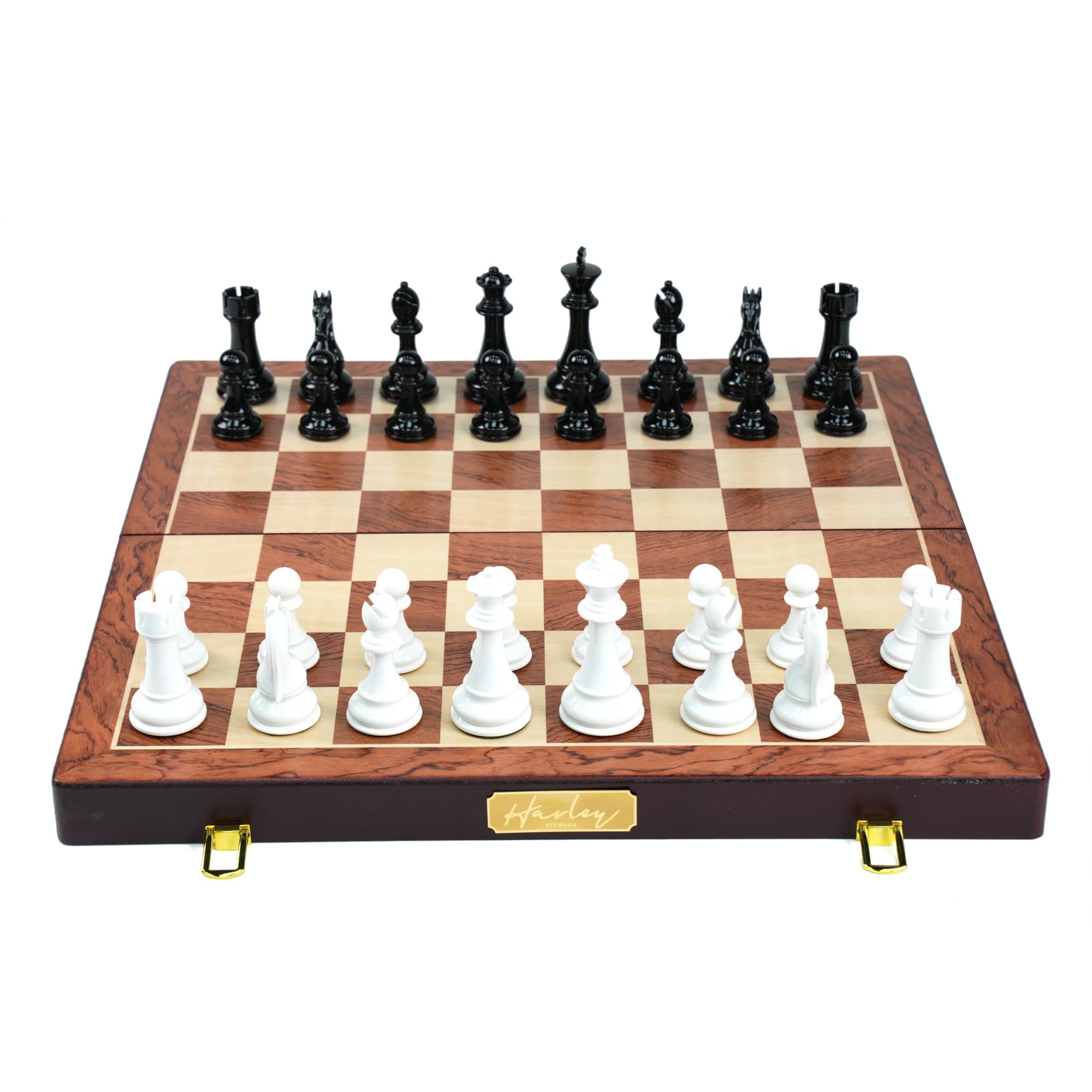 HARLEY FITNESS52CM X 52CM WOODEN CHESS BOARD WITH GLOSSY CHESS PIECES SET - S5026B