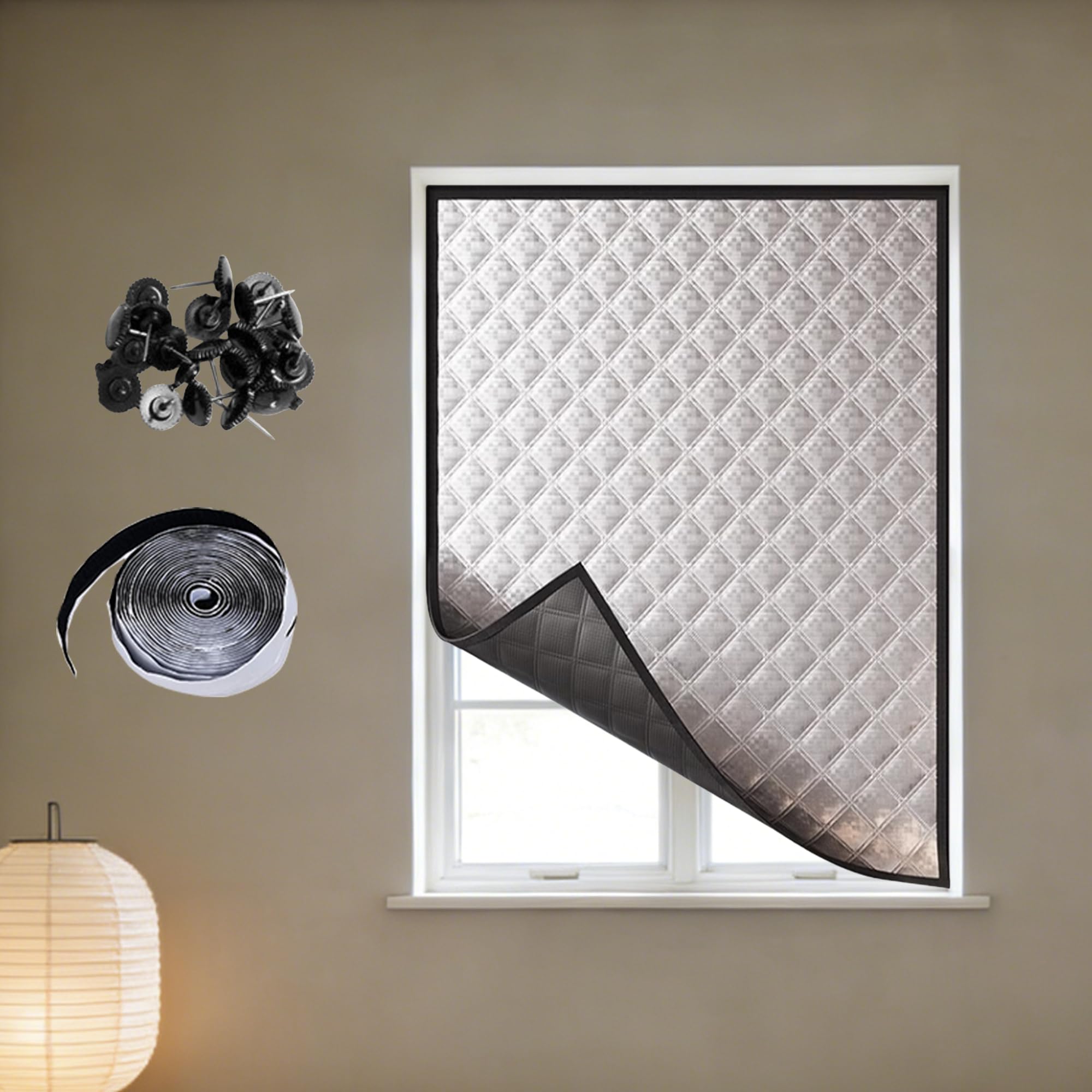 Film isolant coupe-vent réutilisable et rideau thermique argenté ajustable