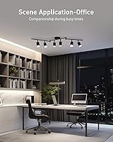 Vista 10 de Bojim 6 Light Black Track Lighting Kit, Modern LED Track Lighting Fixtures Ceiling, Flexibly Rotatable LED Light Head with Acrylic Ring, Kitchen