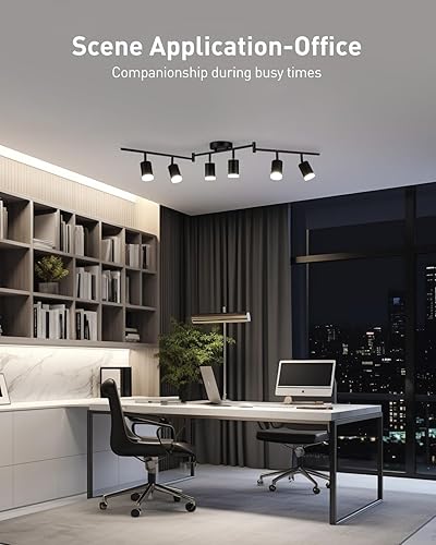 Miniatura 10 de Bojim Kit de iluminación de riel de 6 luces negras, modernos accesorios de iluminación LED para techo, cabezal de luz LED flexible giratorio con