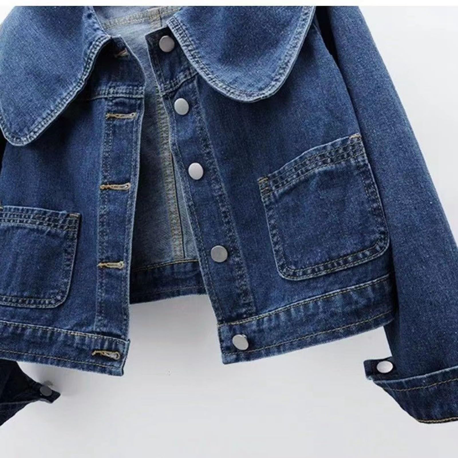 Giacca in jeans da donna con bottoni in metallo, cappotto con colletto a risvolto, da donna, con tasche, elegante giacca primaverile