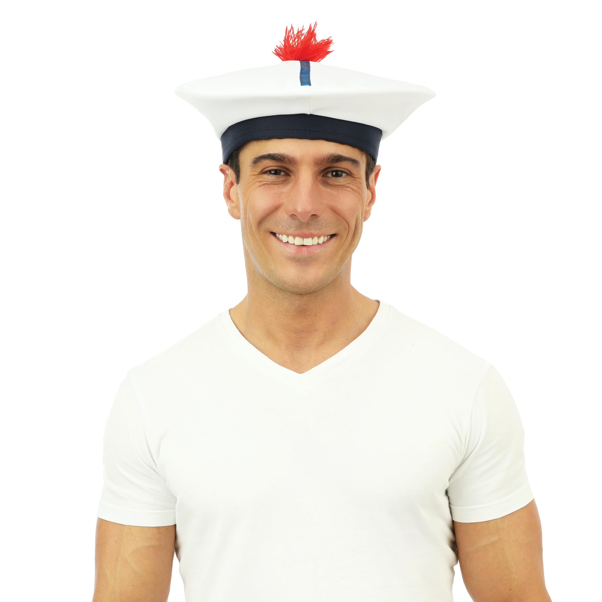 P 'tit clown 17325 Beret Adult Sailor Fabric - White, 28 x 28 x 3