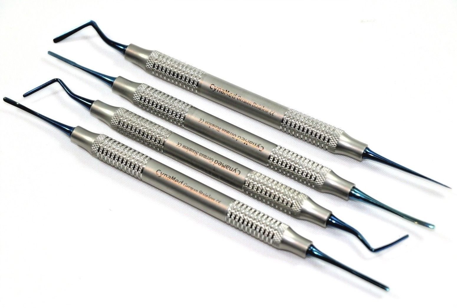 SET of 4 DENTAL PREMIUM GERMAN STAINLESS COMPOSITE FILLING PROBE with TITANIUM TIPS NON STICK LIGHT WEIGHTCYNAMED