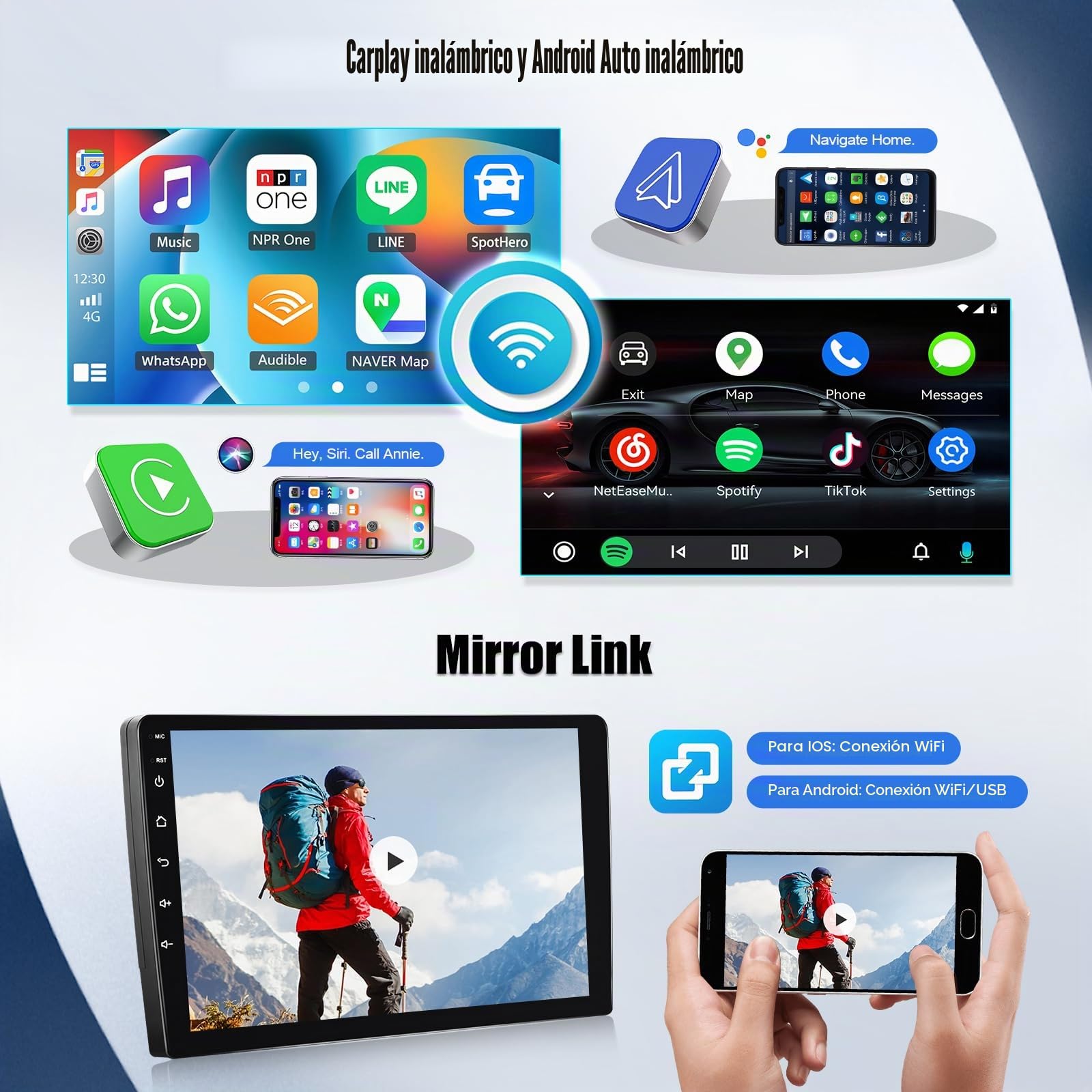 SIXWIN 4GB+64GB Android 15 Autorradio para BMW X3 E83 2004-2012 - 9" HD E83 Pantalla Táctil HD 1280x720 con CarPlay y Android Auto Inalámbrico,GPS, Bluetooth 5.0, FM/RDS,32EQ,USB+AHD Cámara