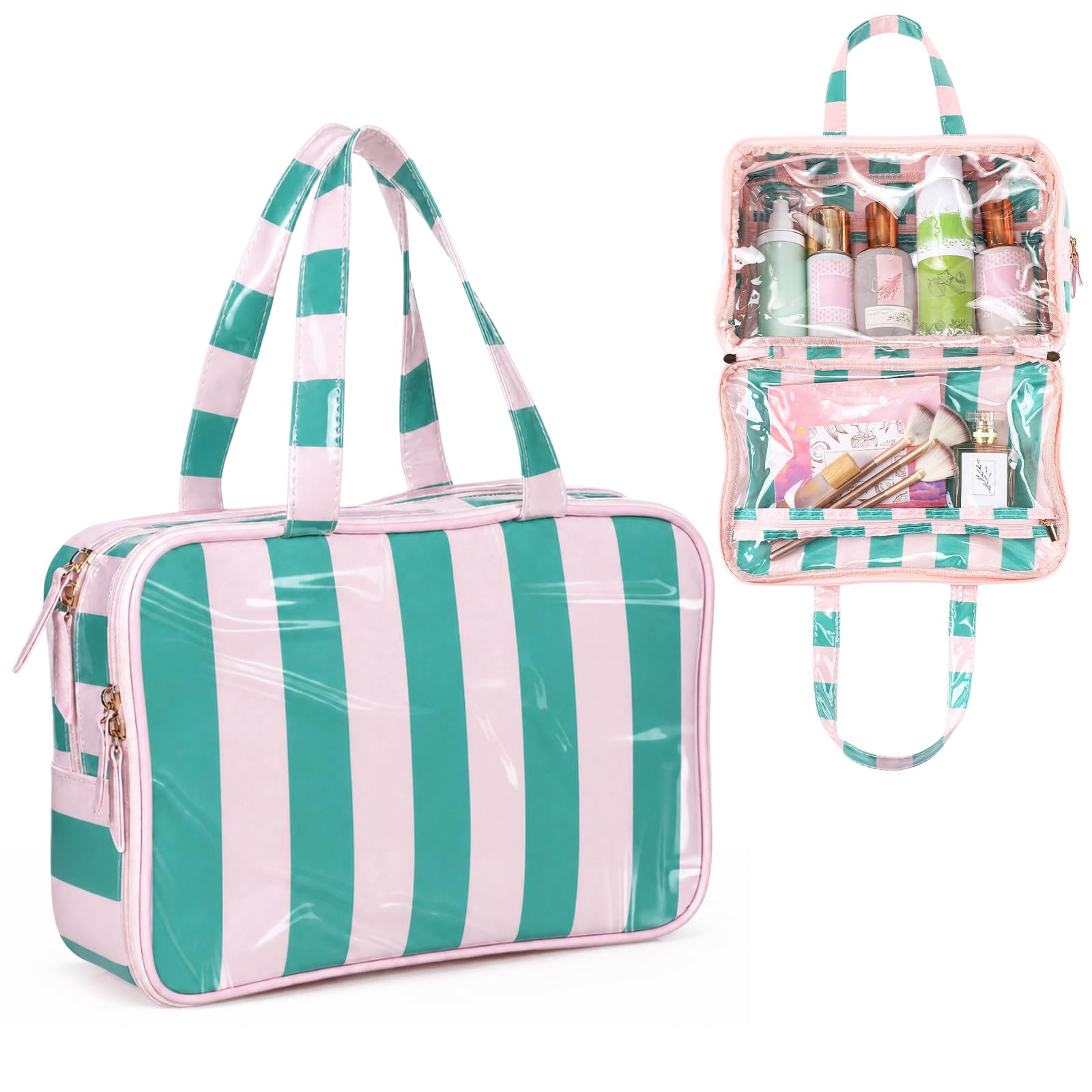 Photo 1 of SilTriangle Large Toiletry Makeup Bag for Women, Green