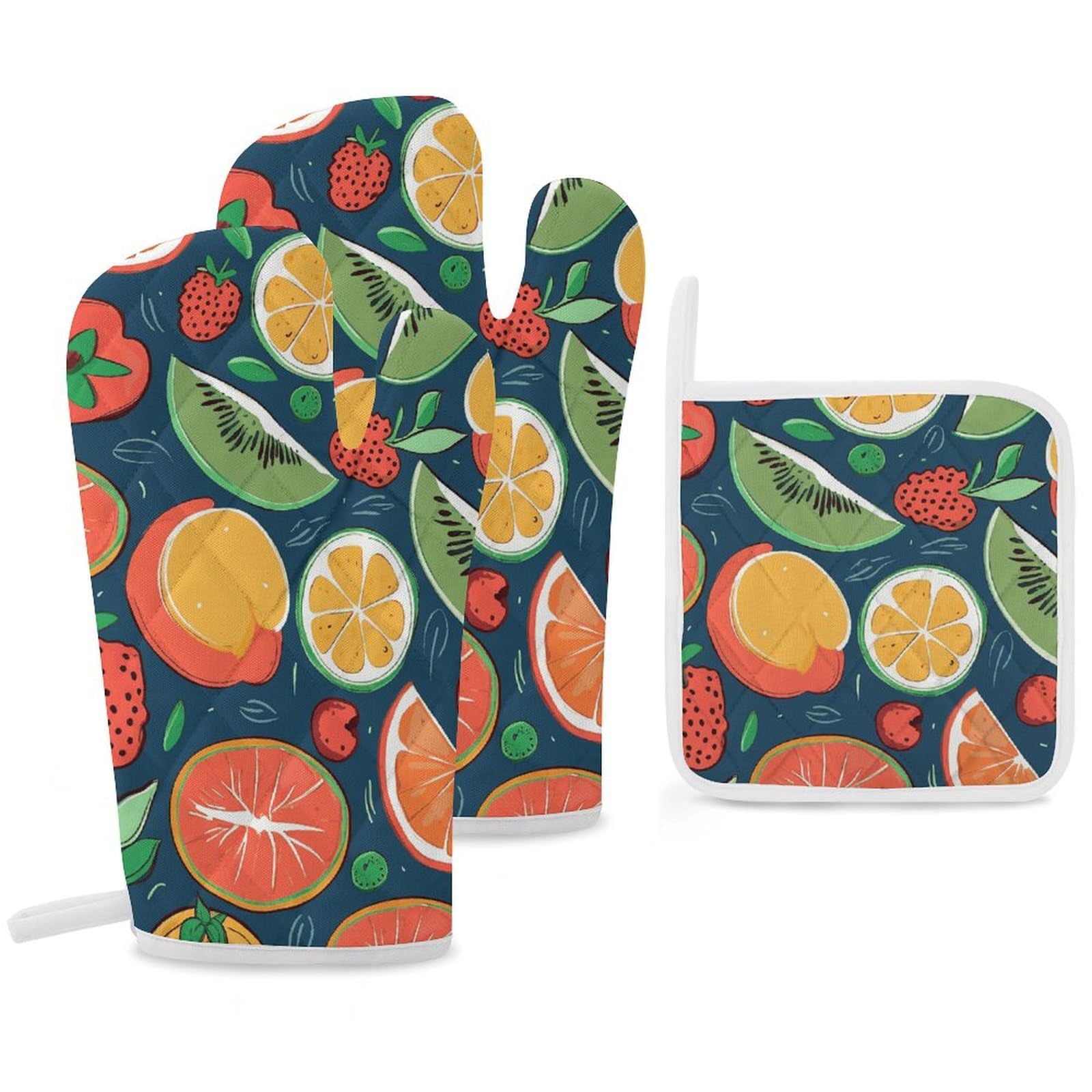 Maniques de cuisine anti brûlure doublées coton doux en lot de 3