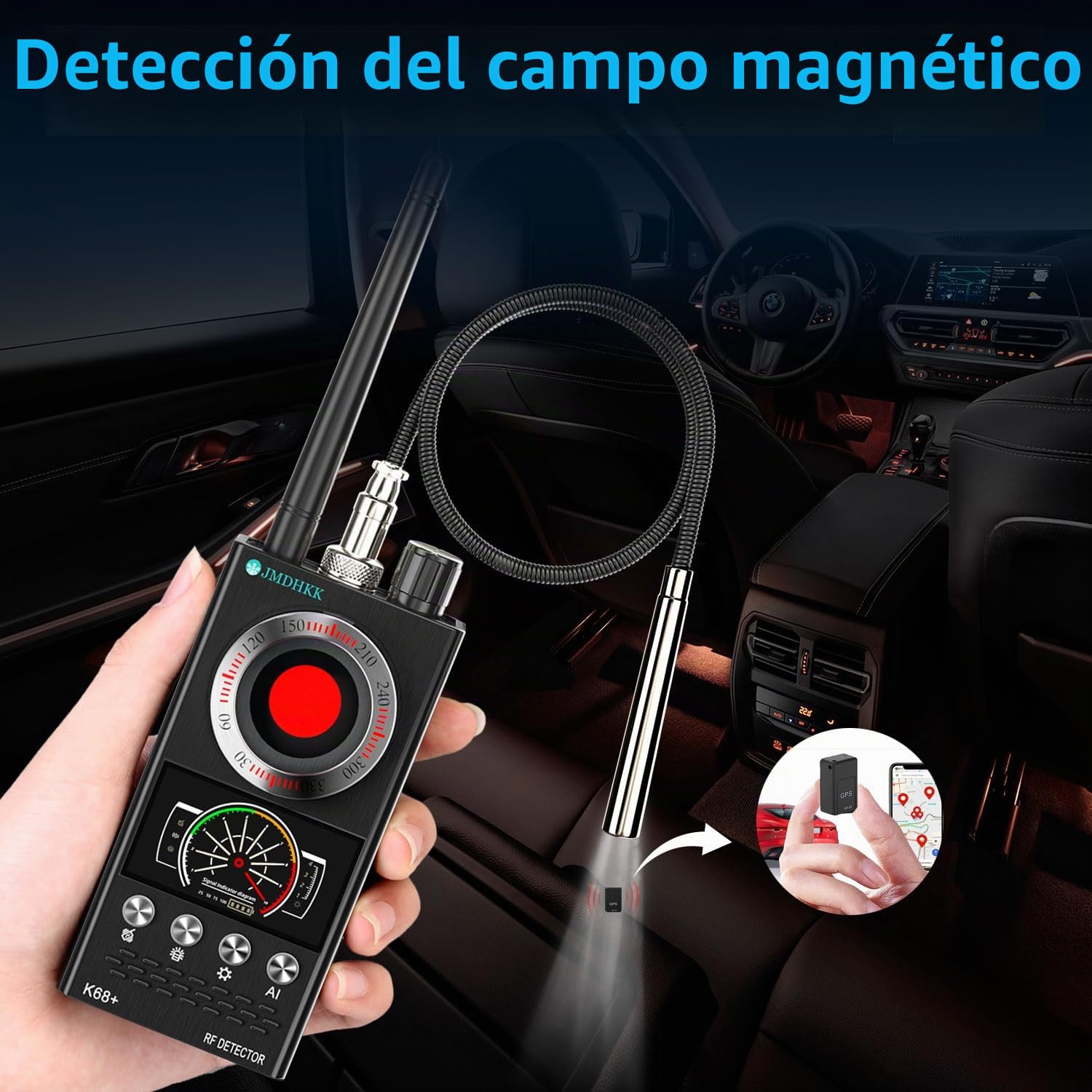 JMDHKK Detector de Cámaras Ocultas y Detector de Micrófonos – Rastreador Magnético y Detector de Señales Inalámbricas para el Hogar, la Oficina, Hoteles y el Coche (Negro)