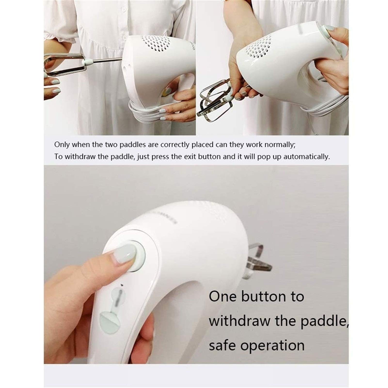 Batidora de Mano eléctrica de 3 velocidades, batidora de Huevos eléctrica para Hornear, batidoras de Mano, batidoras de Mano, batidoras de Alimentos para Hornear, Cocina, Pastel, h