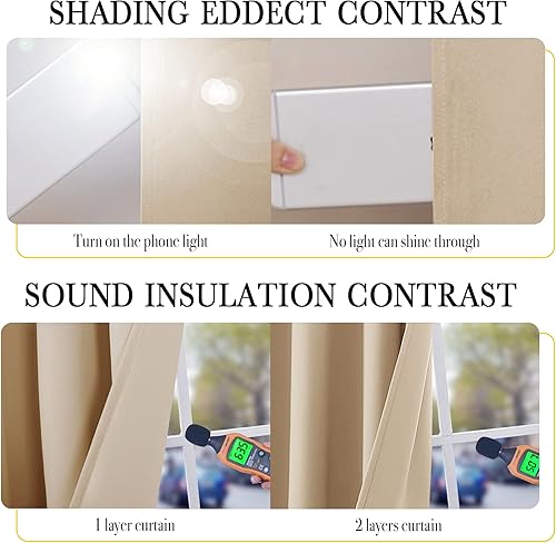 Miniatura 3 de NICETOWN Cortinas completamente sombreadas para sala de estar, protección de privacidad y reducción de ruido, paneles de cortina forrados y aislados