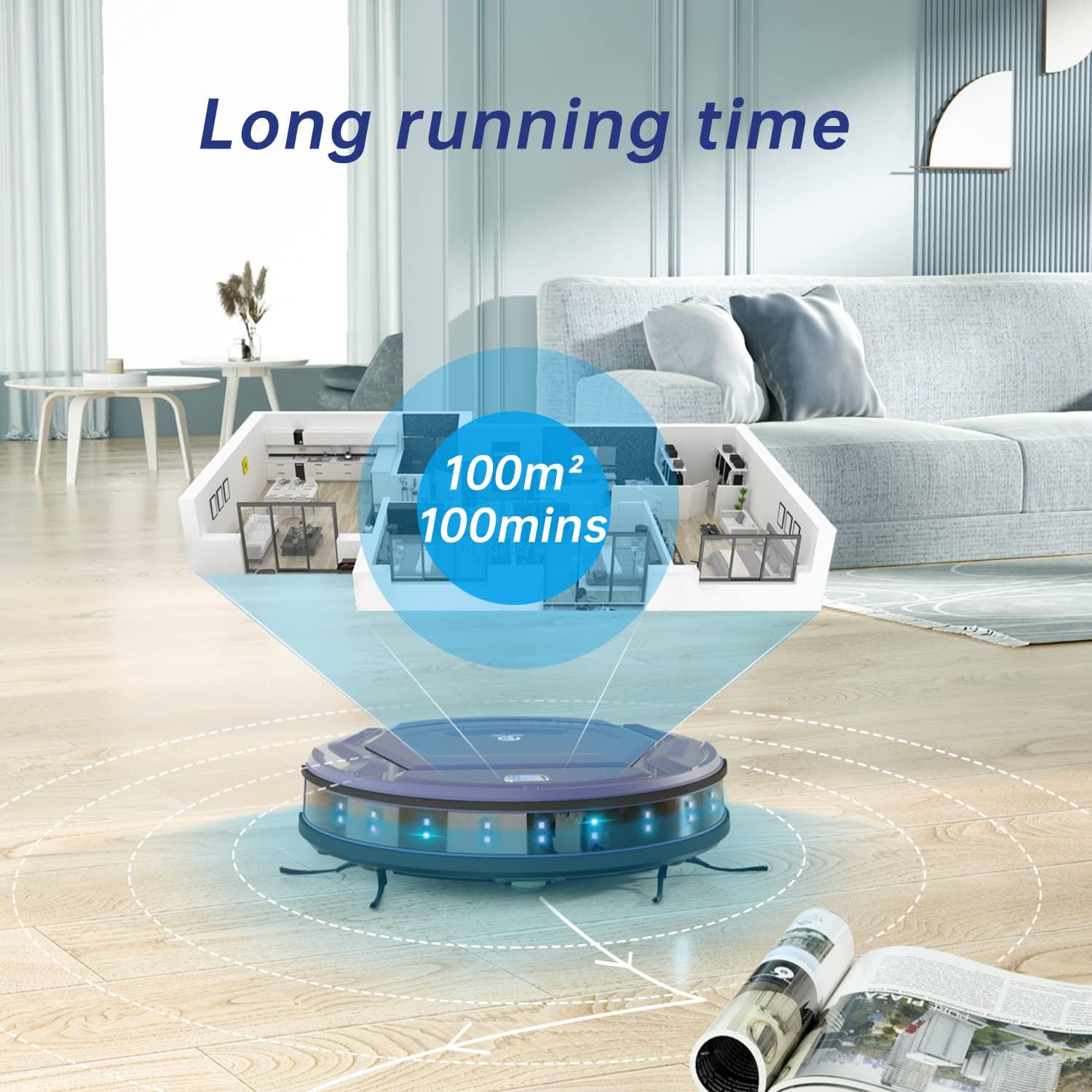 OKP Life K2 Robot Vacuum Cleaner 1800 mAh, Blue Ubuy Oman