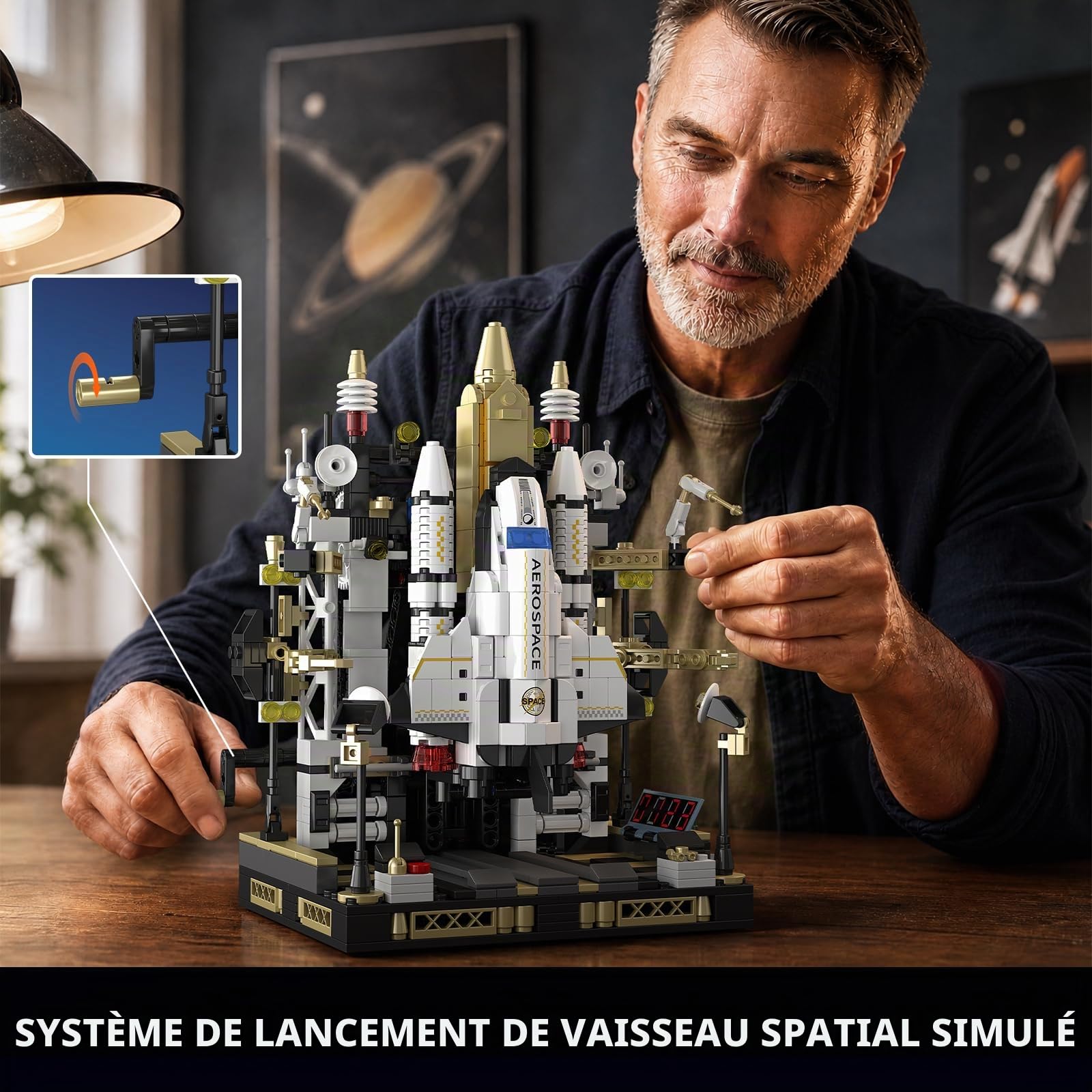 TYCOLE Navette Spatiale en Briques avec Base de Lancement, 920 Pièces