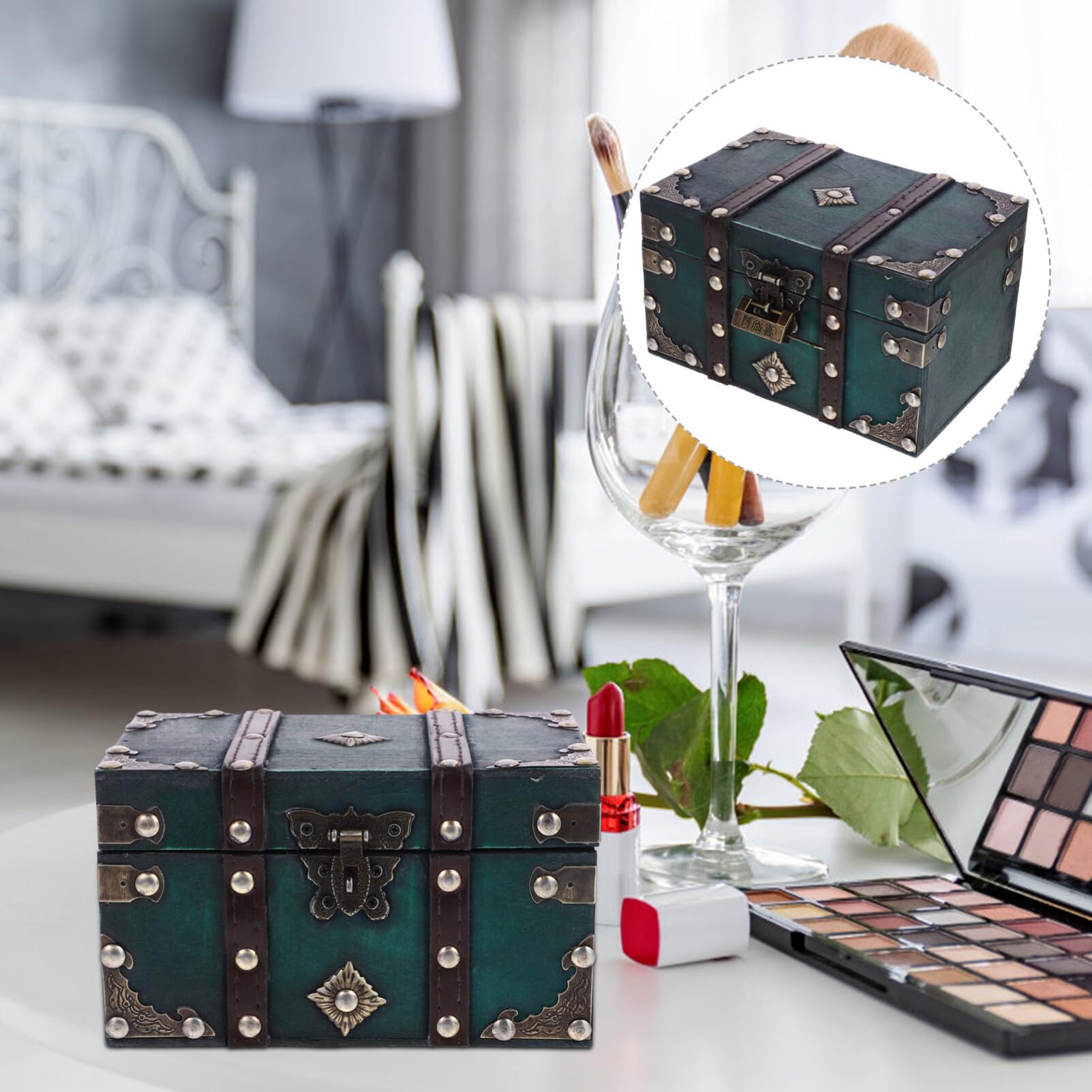 Coffre Au Trésor Coffre De Rangement Avec Serrure à Combinaison Coffre Au Trésor En Bois Exquis