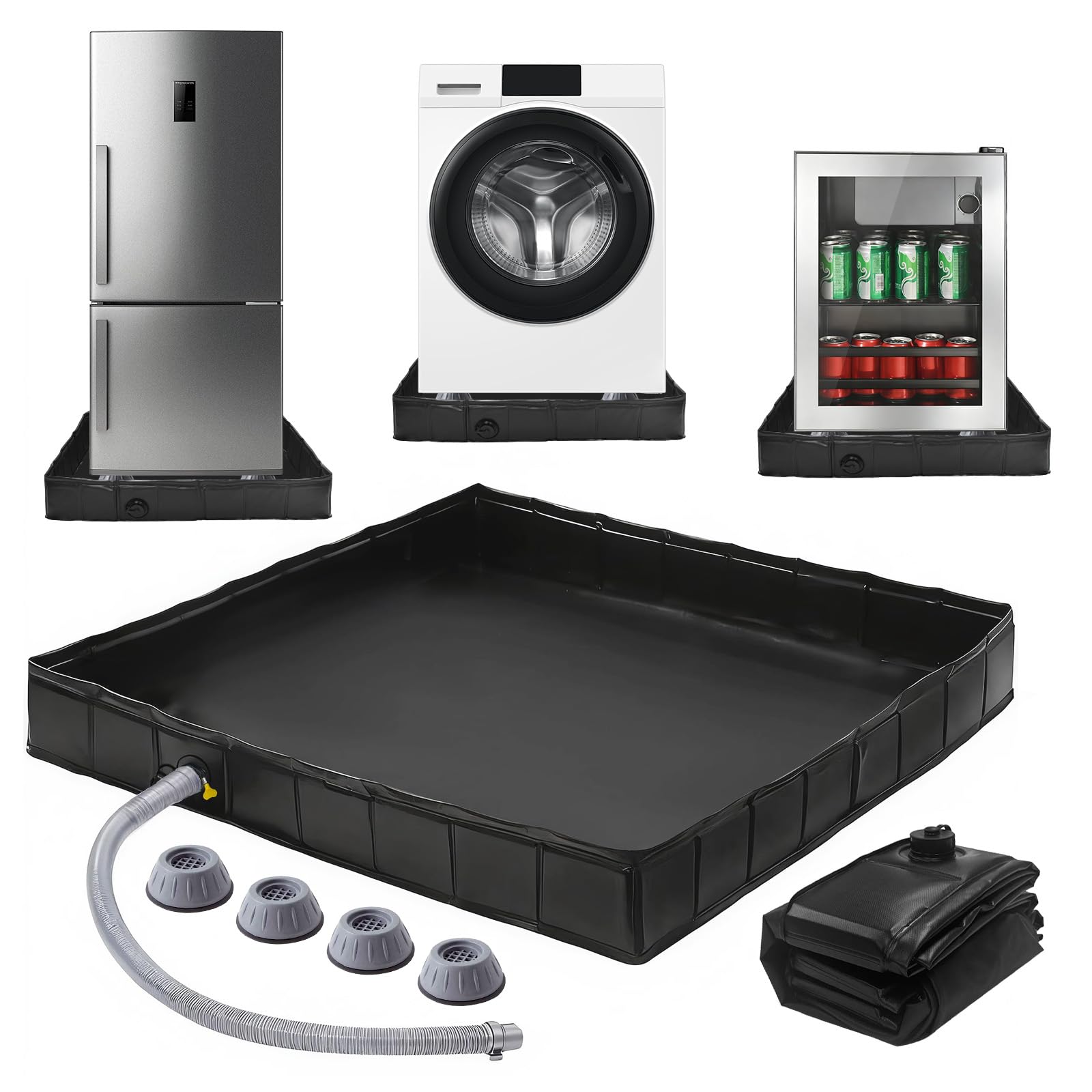 Foldable Washing Machine Drain Pan with Drain Pipe
