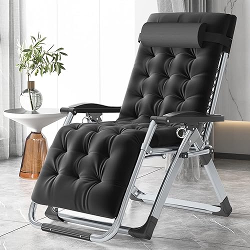 Miniatura 1 de MOPHOTO Cómoda silla plegable para sala de estar, silla reclinable plegable con colchón para interiores y exteriores, silla de ocio, sillas