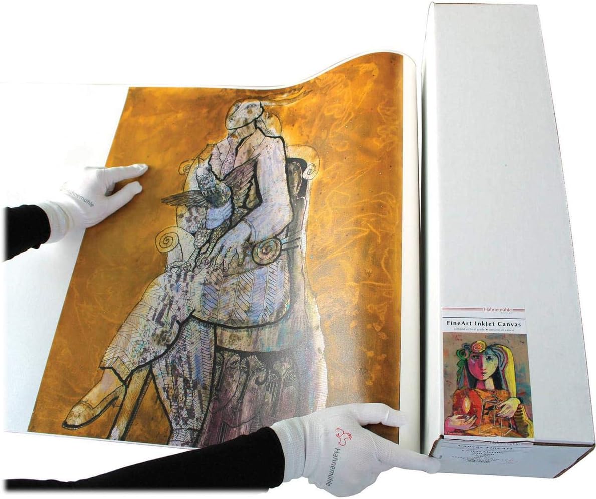 Hahnemuhle Metallic Fine Art Inkjet Canvas, Glossy Silver Surface, 350gsm, 24x10' Roll, 3 Core