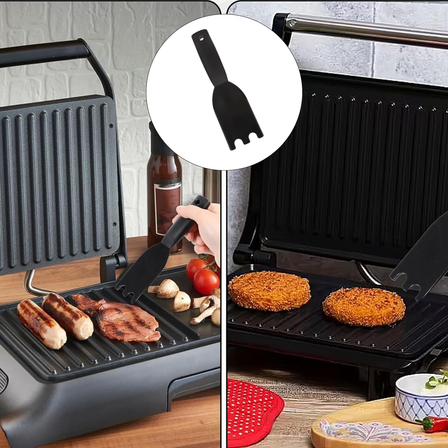 VNIDJGB 2 Pcs Pack Grill Scraper,Comfortable Grip Nylon Spatula,Heat-Resistant Grill Spatula,Household Grills Cleaning Brush,Easy Cleaner Tool for Indoor and Most Other Grills with Grooves - Image 4