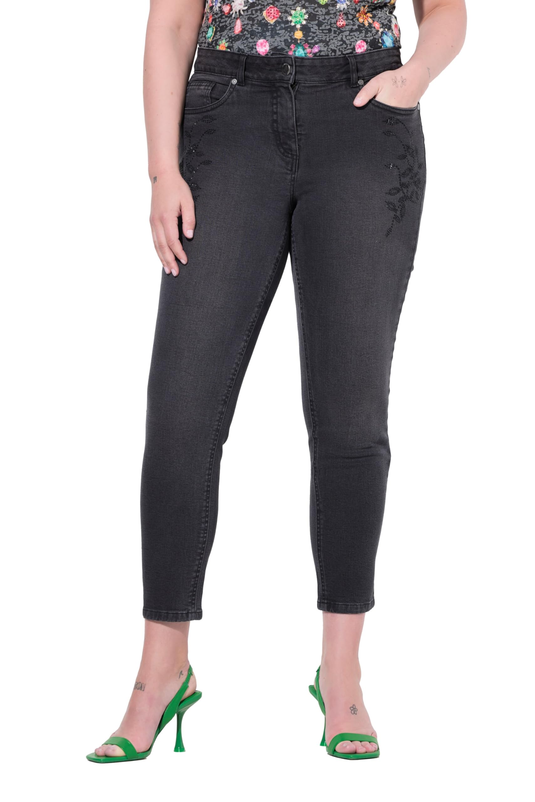 MIAMODA Damen große Größen Übergrößen Plus Size Jeans, Skinny Fit, 5-Pocket, Glitzersteinchen 842396